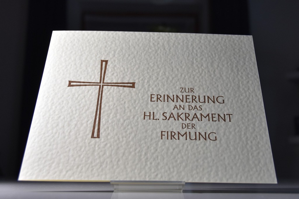 Katholische Firmung-Urkunde Deckblatt Querformat