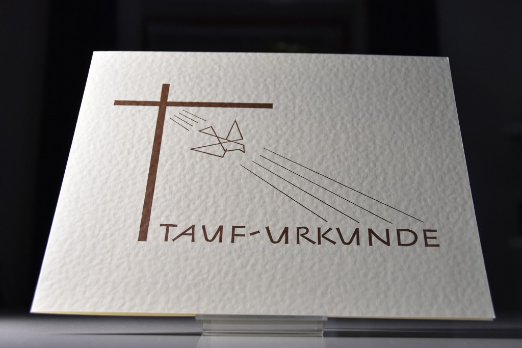 Katholische Tauf-Urkunde Deckblatt Querformat